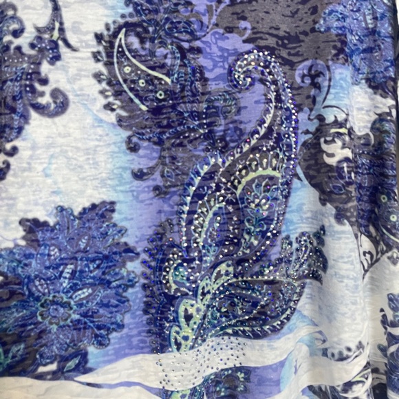 Periwinkle Womens Top Sz Small Blue Multicolored Paisley 3/4 Sleeve Tunic Shirt - Picture 3 of 11